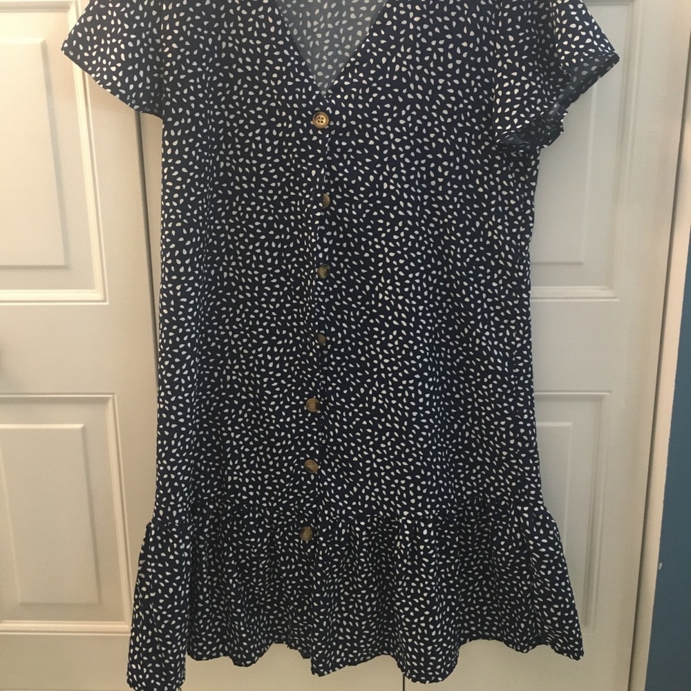 Casual Button Down V-Neck Ruffles Summer Dress